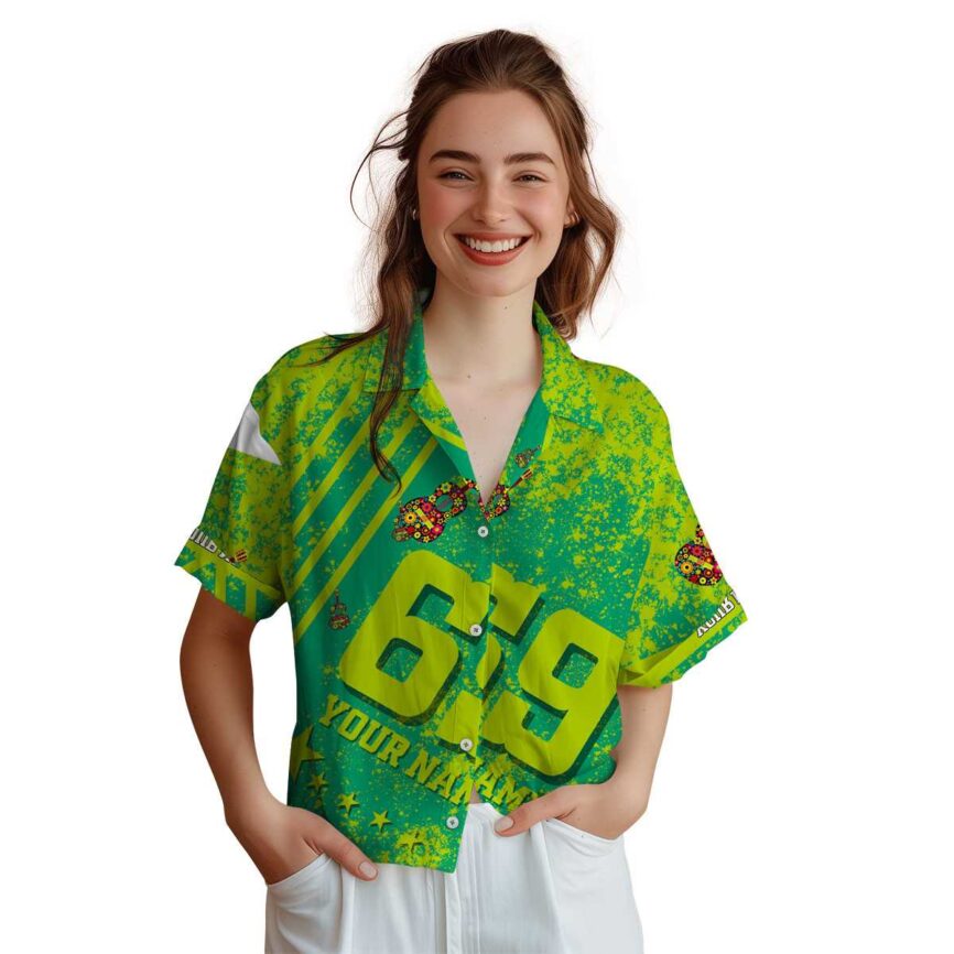 Personalized Ukulele Stripe Burst Hawaiian Shirt Top rated
