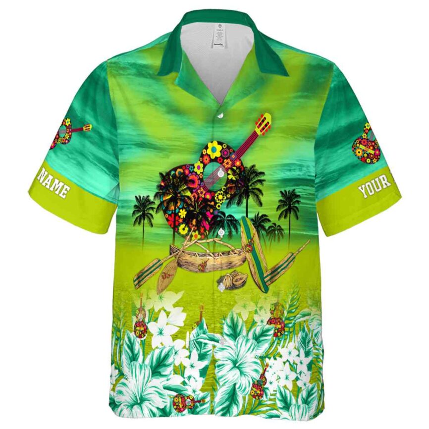 Personalized Ukulele Sunset Beach Canoe Hawaiian Shirt Fashion forward