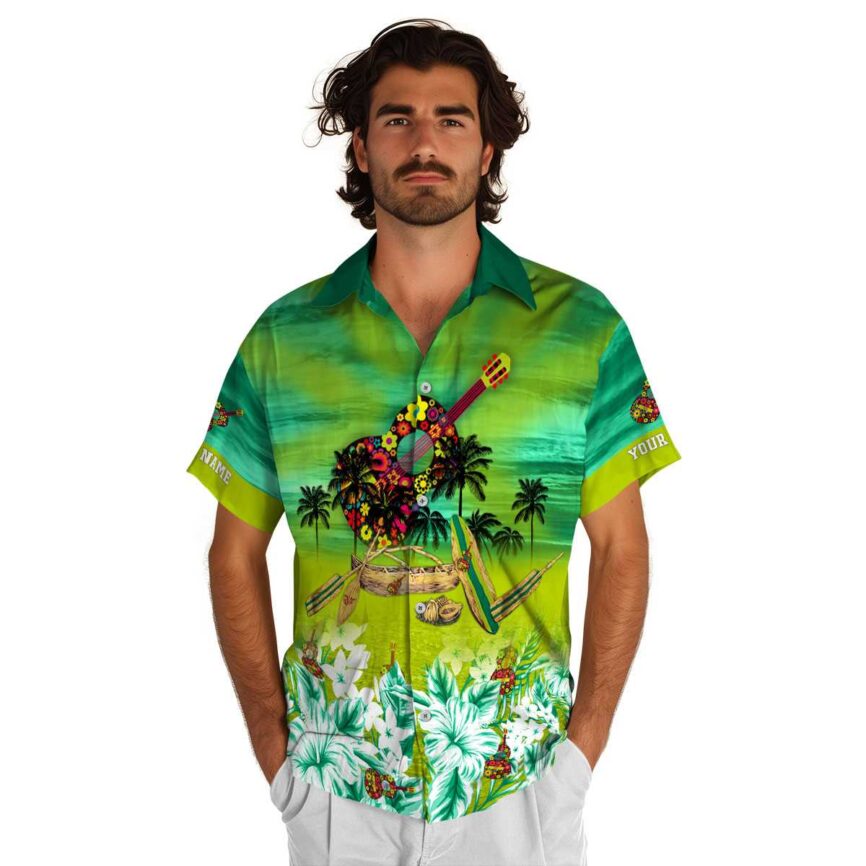 Personalized Ukulele Sunset Beach Canoe Hawaiian Shirt New Arrival