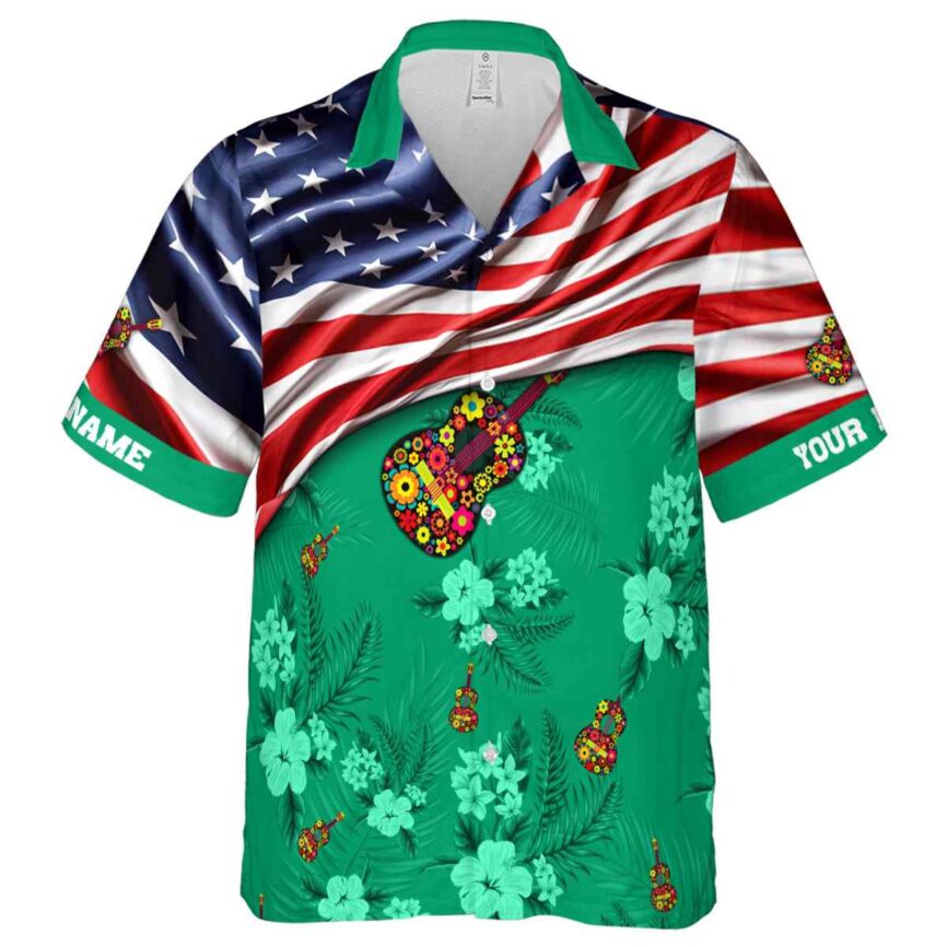 Personalized Ukulele US Flag Themed Hawaiian Shirt Fashion forward