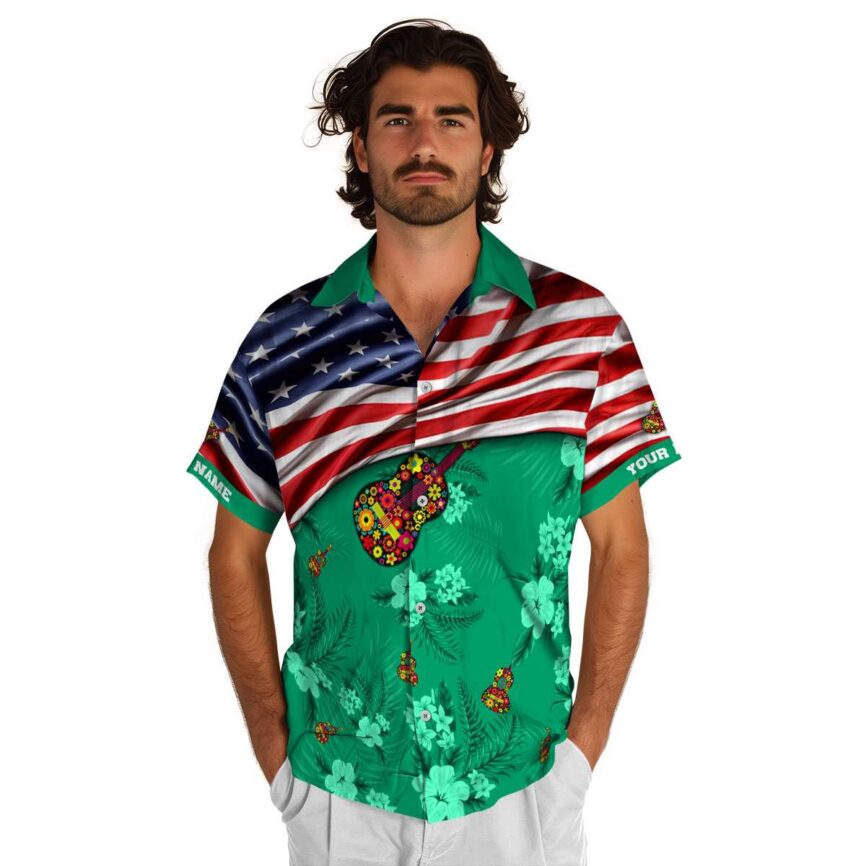 Personalized Ukulele US Flag Themed Hawaiian Shirt New Arrival
