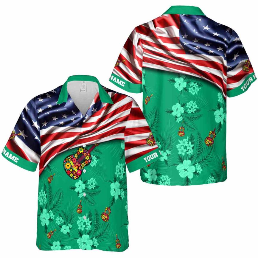 Personalized Ukulele US Flag Themed Hawaiian Shirt Premium grade