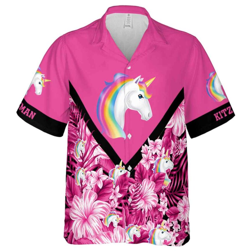 Personalized Unicorn Bold Floral Number Hawaiian Shirt Fashion forward
