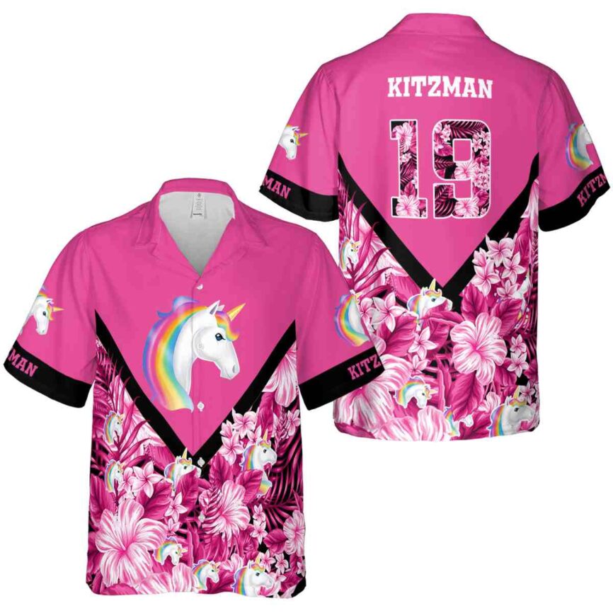 Personalized Unicorn Bold Floral Number Hawaiian Shirt Premium grade