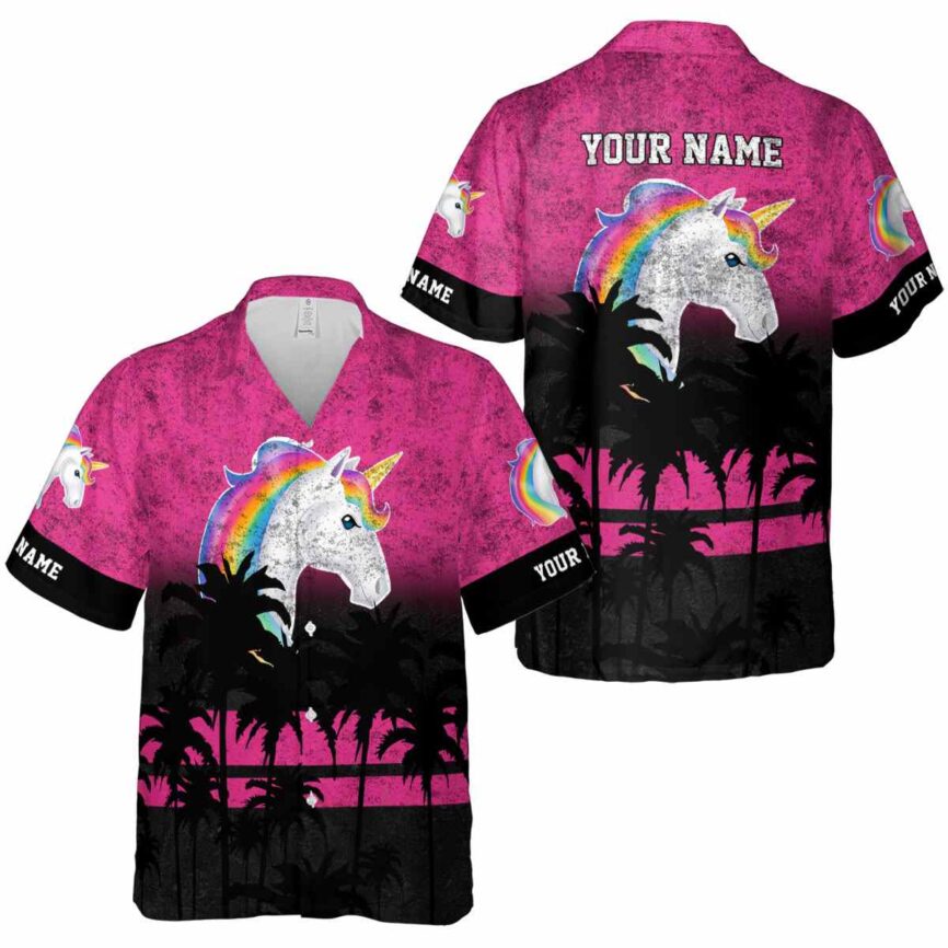Personalized Unicorn Sunset Gradient Hawaiian Shirt Premium grade