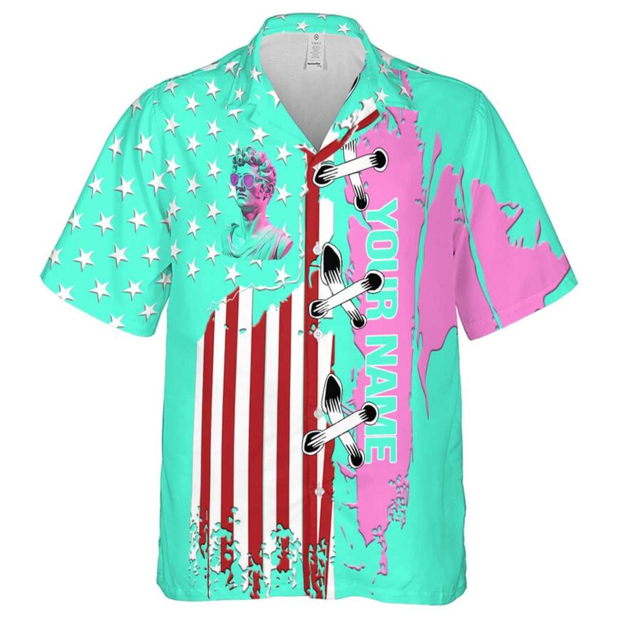 Personalized Vaporwave Flag Stitches Hawaiian Shirt Fashion forward