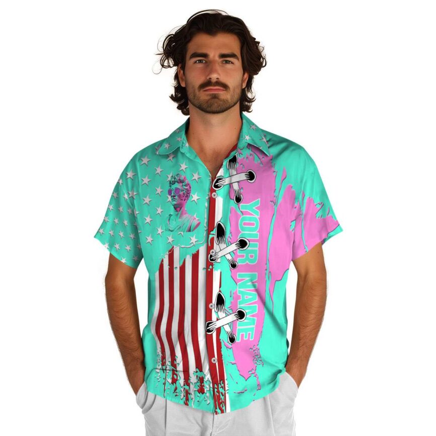 Personalized Vaporwave Flag Stitches Hawaiian Shirt New Arrival