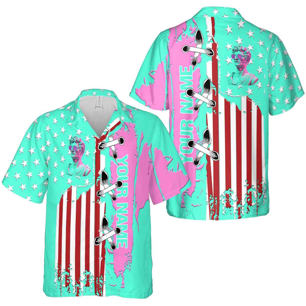 Personalized Vaporwave Flag Stitches Hawaiian Shirt Premium grade Personalized Vaporwave Flag Stitches Hawaiian Shirt Premium grade