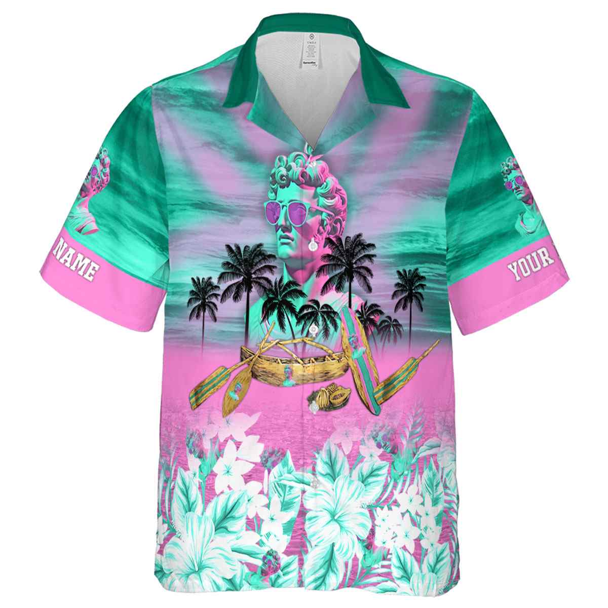 Personalized Vaporwave Sunset Beach Canoe Hawaiian Shirt Fashion forward Personalized Vaporwave Sunset Beach Canoe Hawaiian Shirt Fashion forward