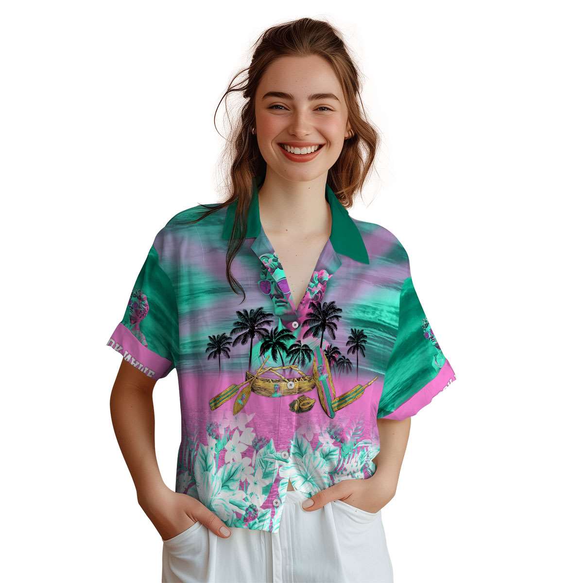 Personalized Vaporwave Sunset Beach Canoe Hawaiian Shirt Top rated Personalized Vaporwave Sunset Beach Canoe Hawaiian Shirt Top rated