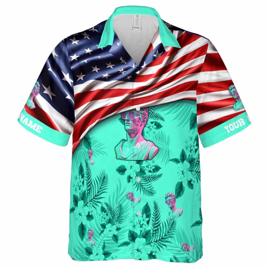 Personalized Vaporwave US Flag Themed Hawaiian Shirt Fashion forward