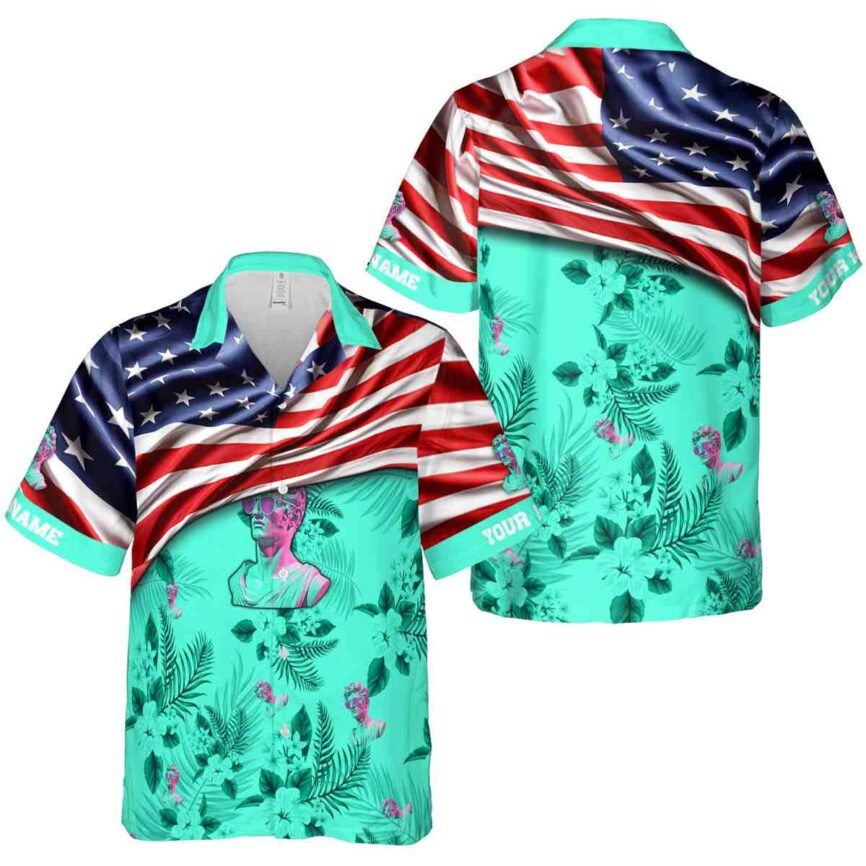 Personalized Vaporwave US Flag Themed Hawaiian Shirt Premium grade