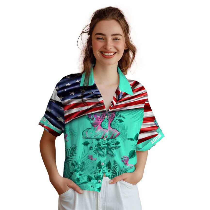 Personalized Vaporwave US Flag Themed Hawaiian Shirt Top rated