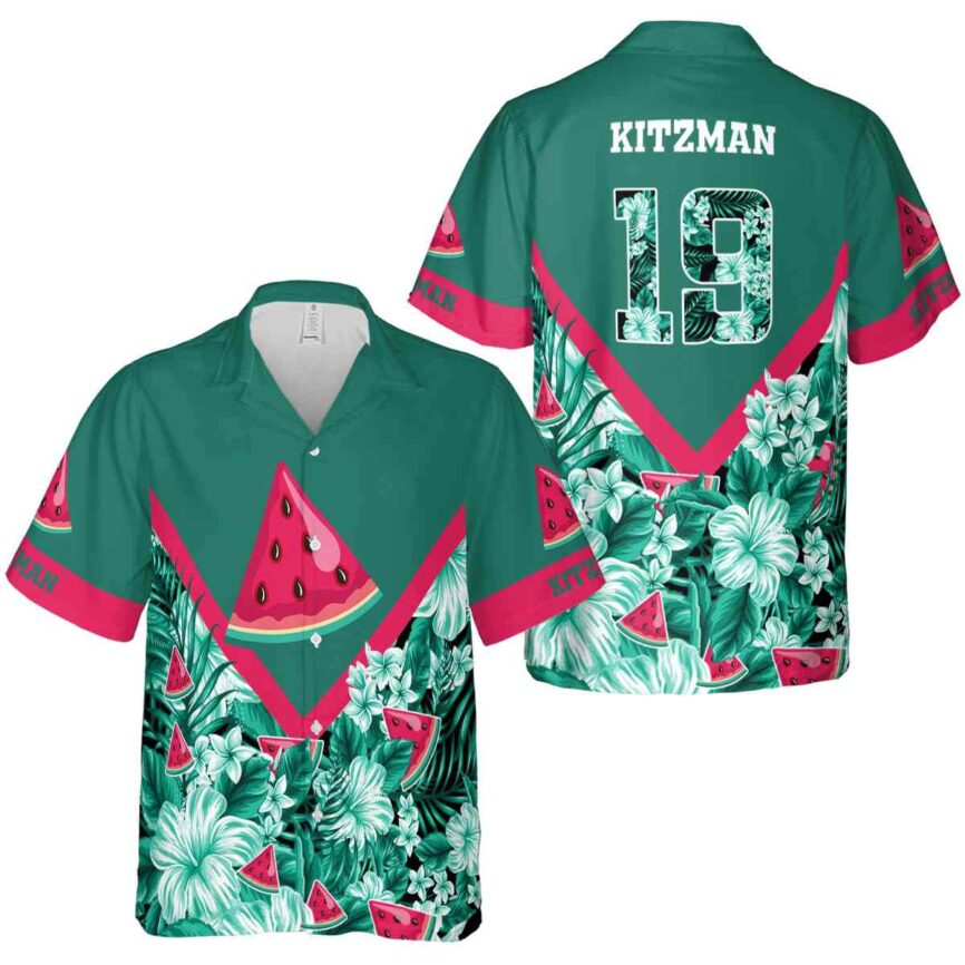 Personalized Watermelon Bold Floral Number Hawaiian Shirt Premium grade