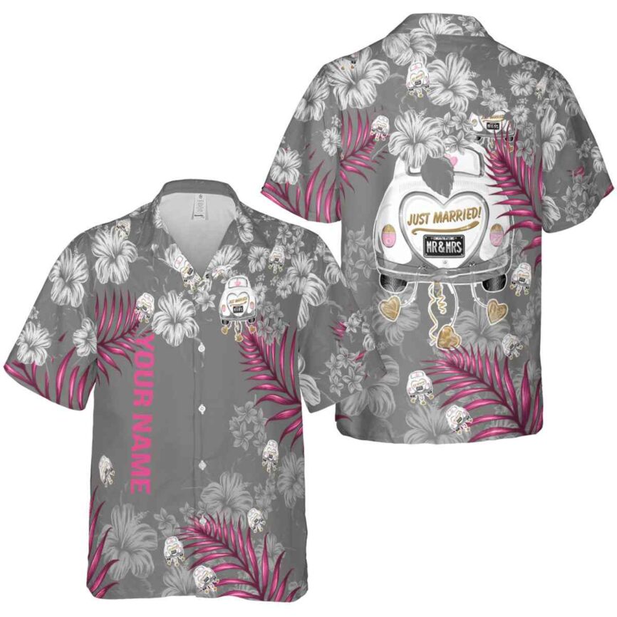 Personalized Wedding Hibiscus Pattern Hawaiian Shirt Premium grade