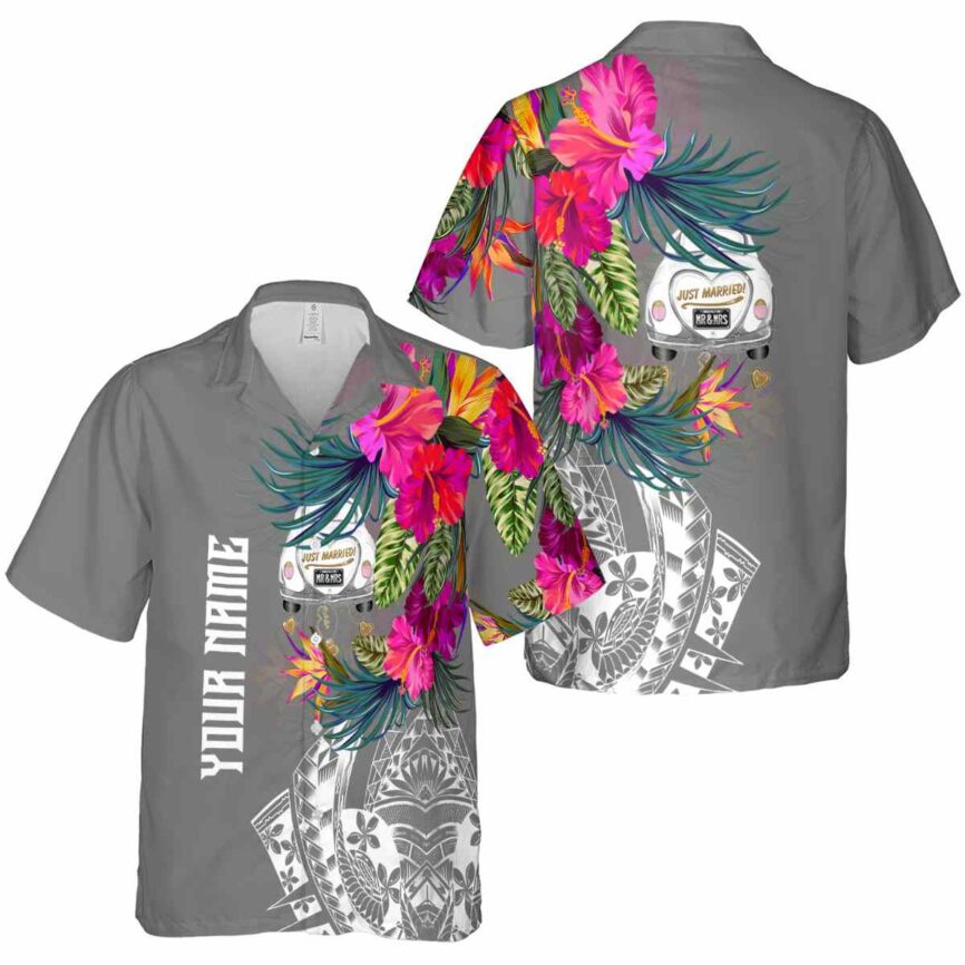Personalized Wedding Polynesian Flowers Hawaiian Shirt Premium grade