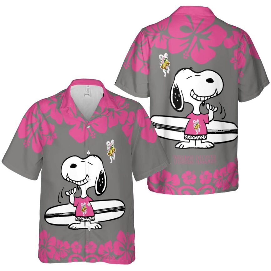 Personalized Wedding Surfing Snoopy Hawaiian Shirt Premium grade