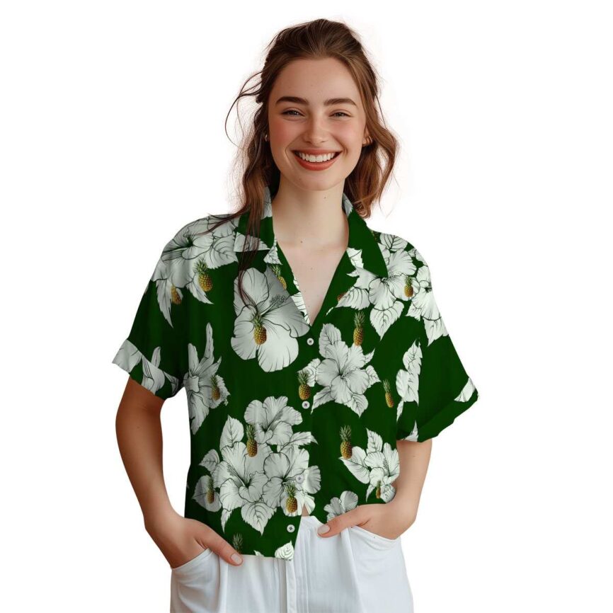 Pineapple Hibiscus Flower Hawaiian Shirt Top rated