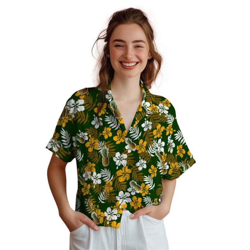 Pineapple Leafy Hibiscus Hawaiian Shirt Top rated