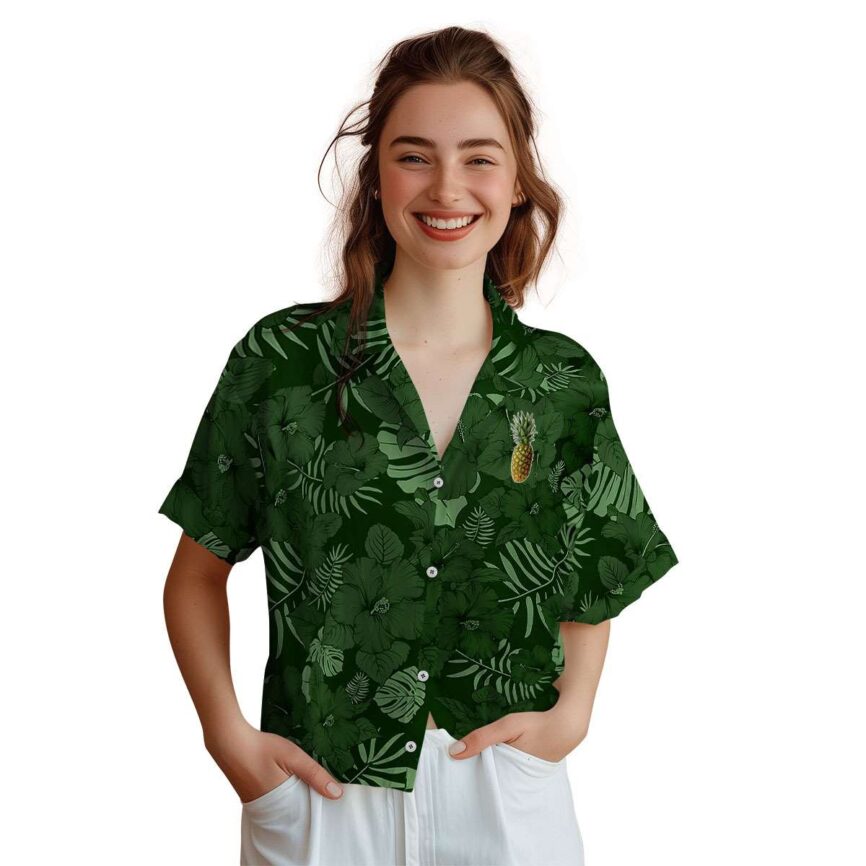 Pineapple Monochrome Floral Hawaiian Shirt Top rated