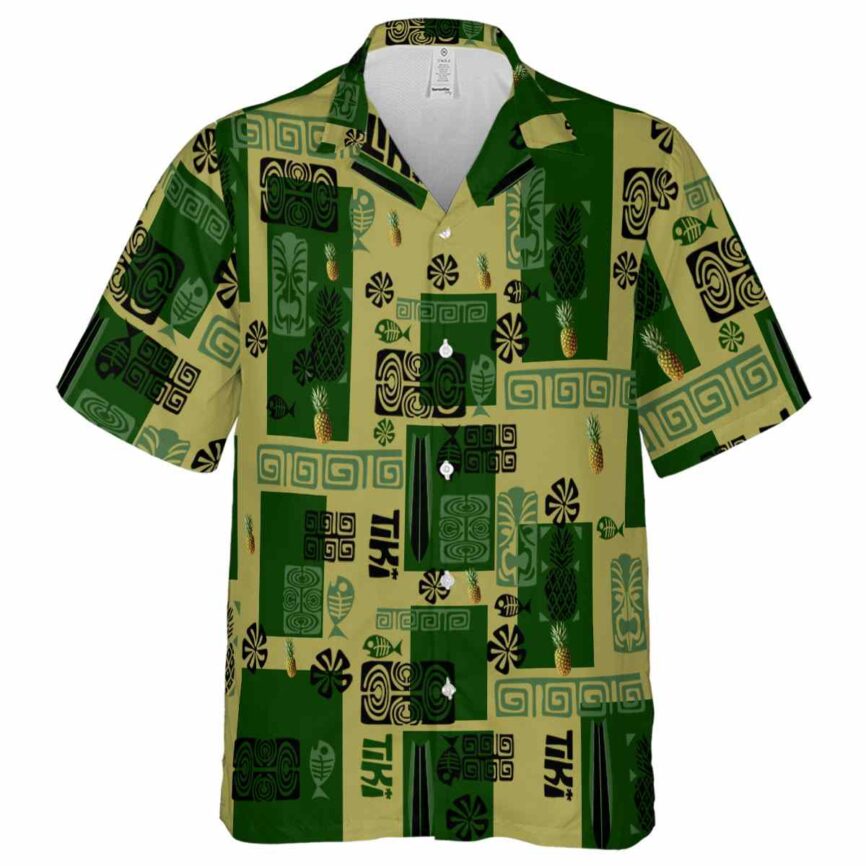 Pineapple Tiki Motifs Hawaiian Shirt Fashion forward