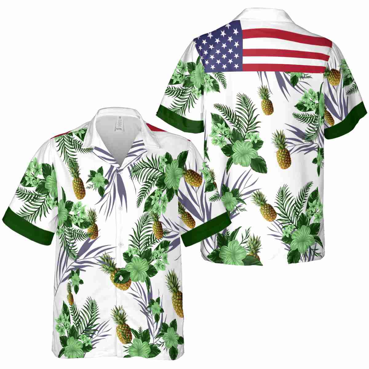 Pineapple US Flag Floral Hawaiian Shirt Premium grade Pineapple US Flag Floral Hawaiian Shirt Premium grade