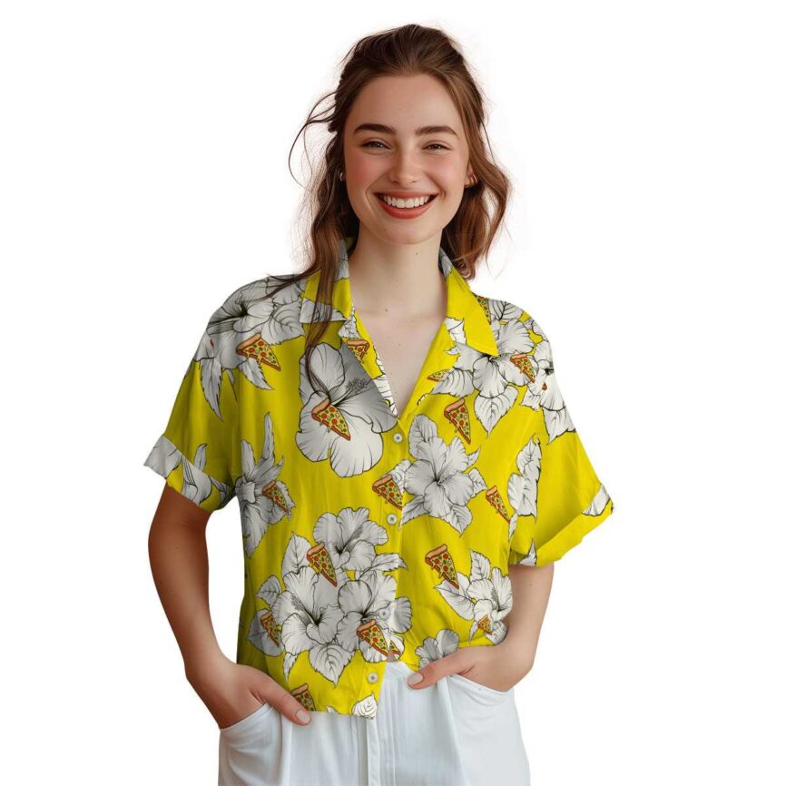 Pizza Hibiscus Flower Hawaiian Shirt Top rated
