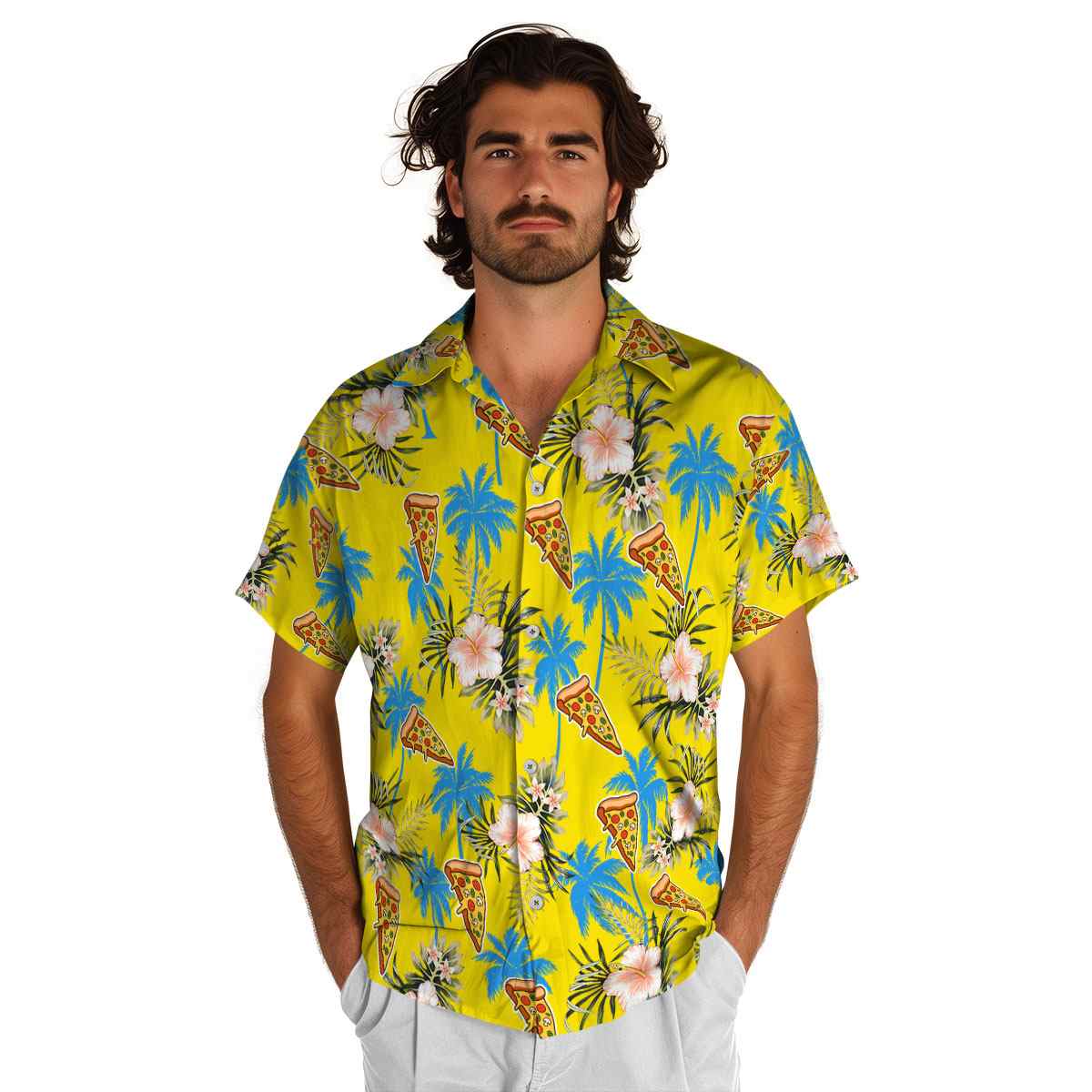 Pizza Hibiscus Palm Hawaiian Shirt New Arrival Pizza Hibiscus Palm Hawaiian Shirt New Arrival