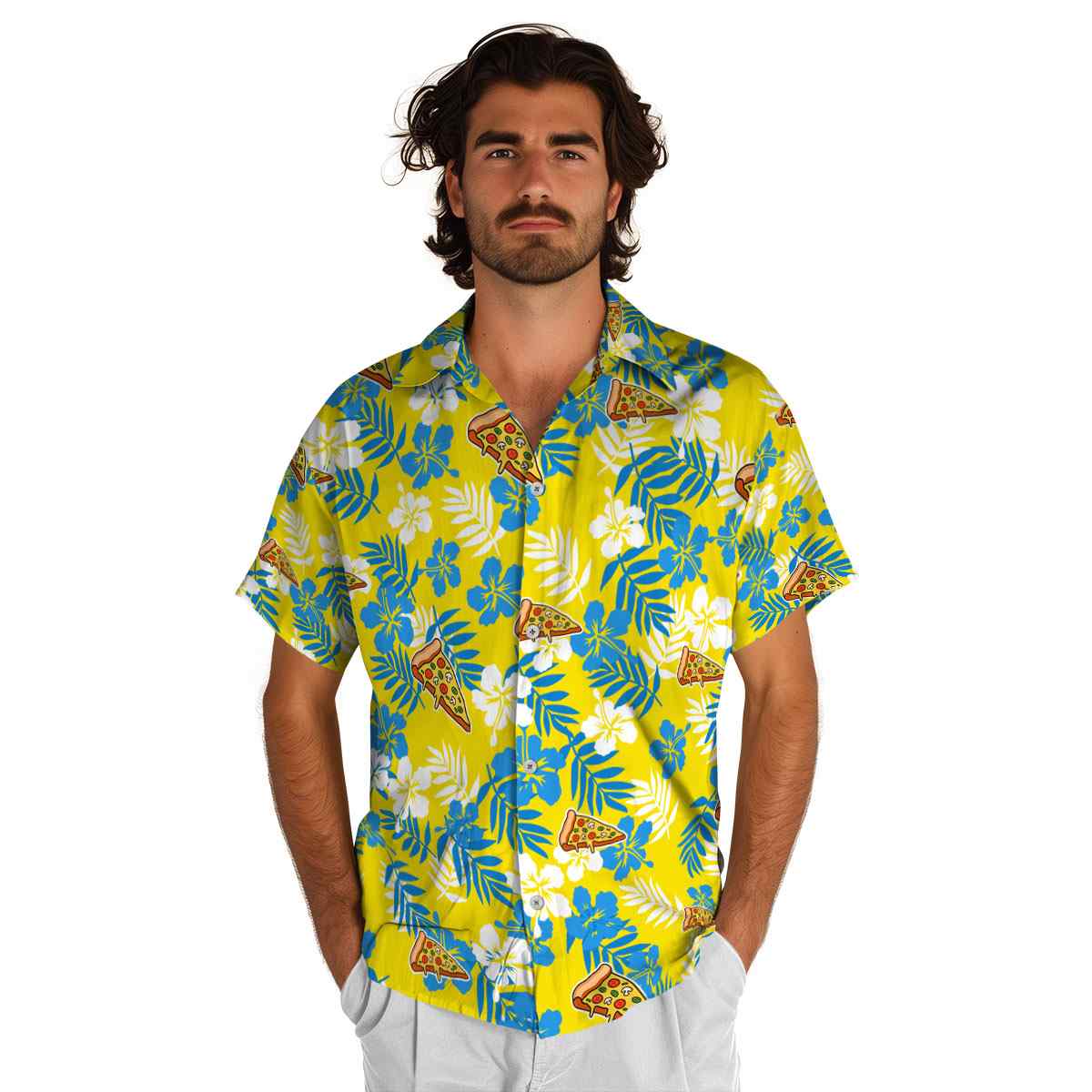 Pizza Leafy Hibiscus Hawaiian Shirt New Arrival Pizza Leafy Hibiscus Hawaiian Shirt New Arrival
