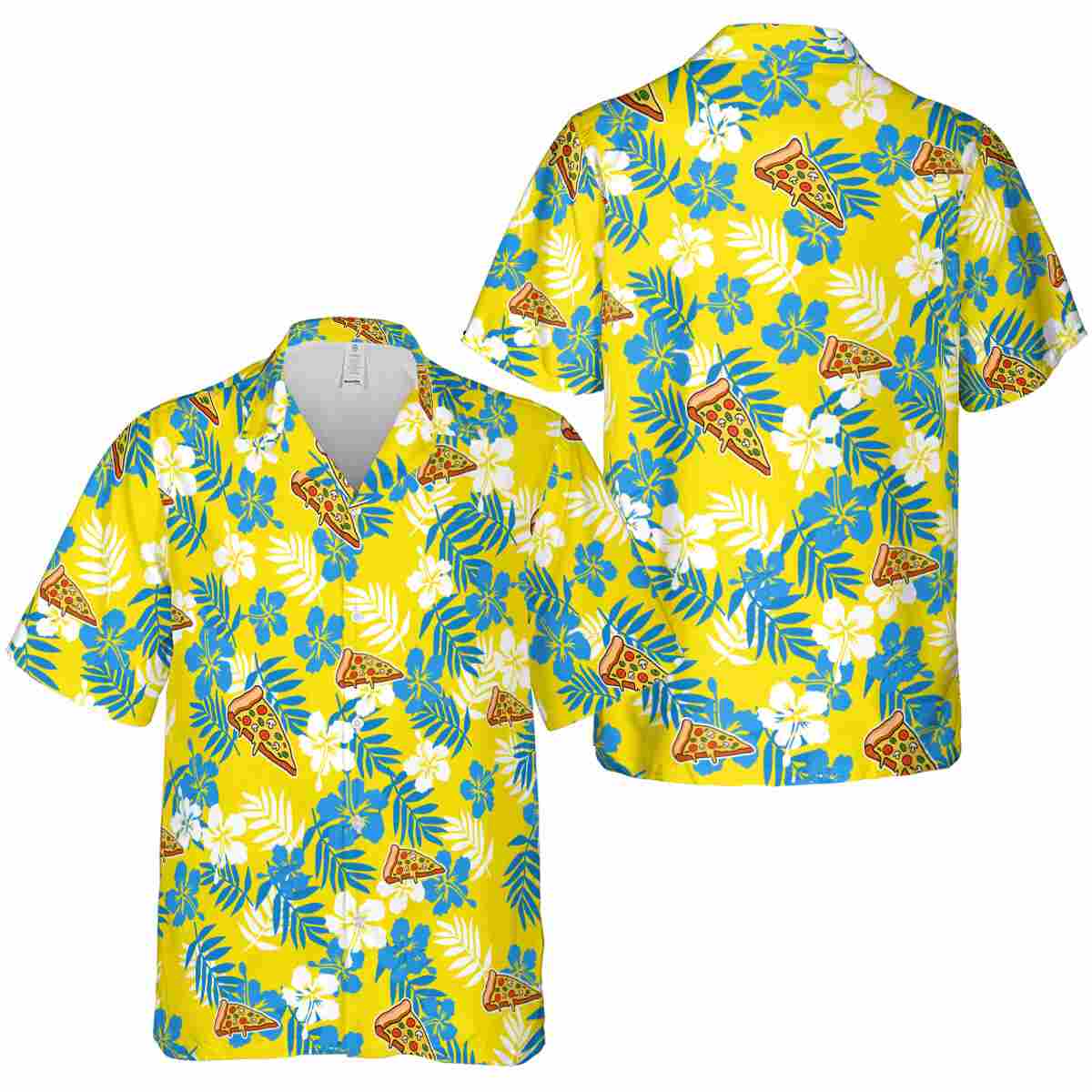 Pizza Leafy Hibiscus Hawaiian Shirt Premium grade Pizza Leafy Hibiscus Hawaiian Shirt Premium grade