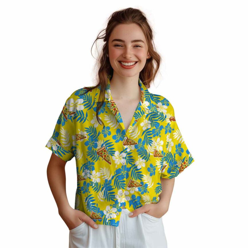 Pizza Leafy Hibiscus Hawaiian Shirt Top rated
