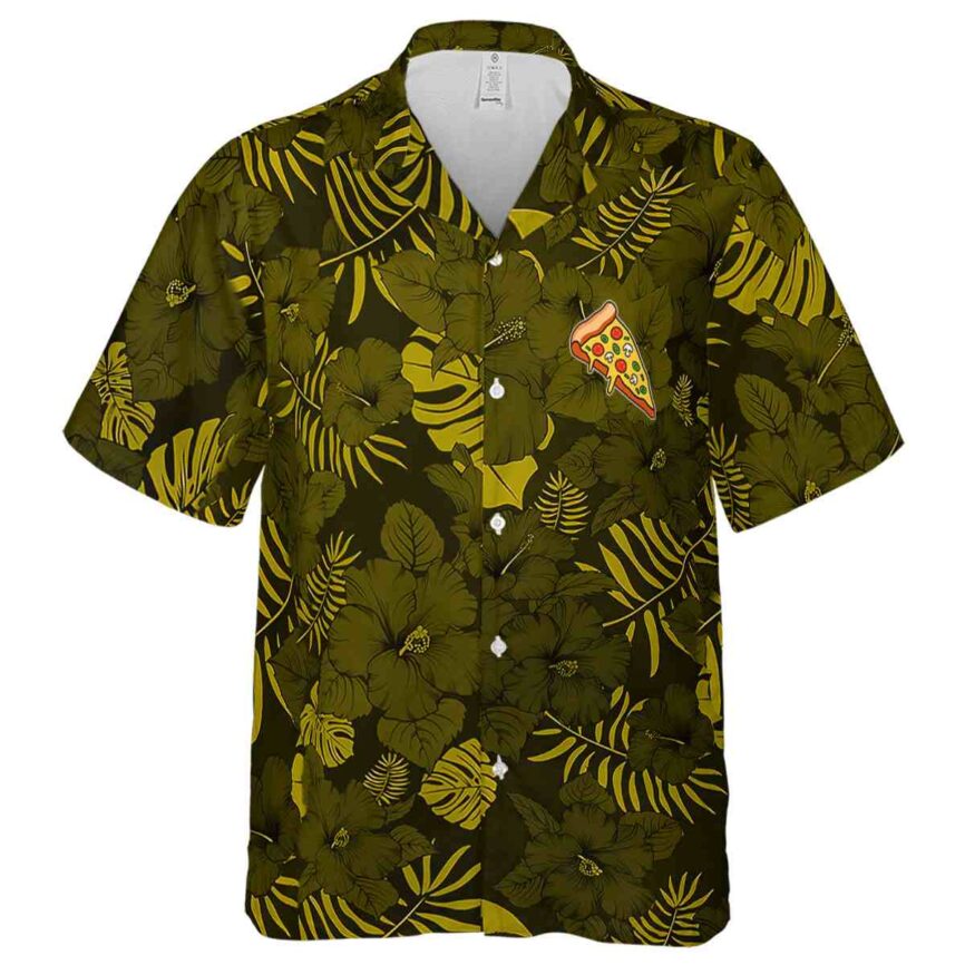 Pizza Monochrome Floral Hawaiian Shirt Fashion forward