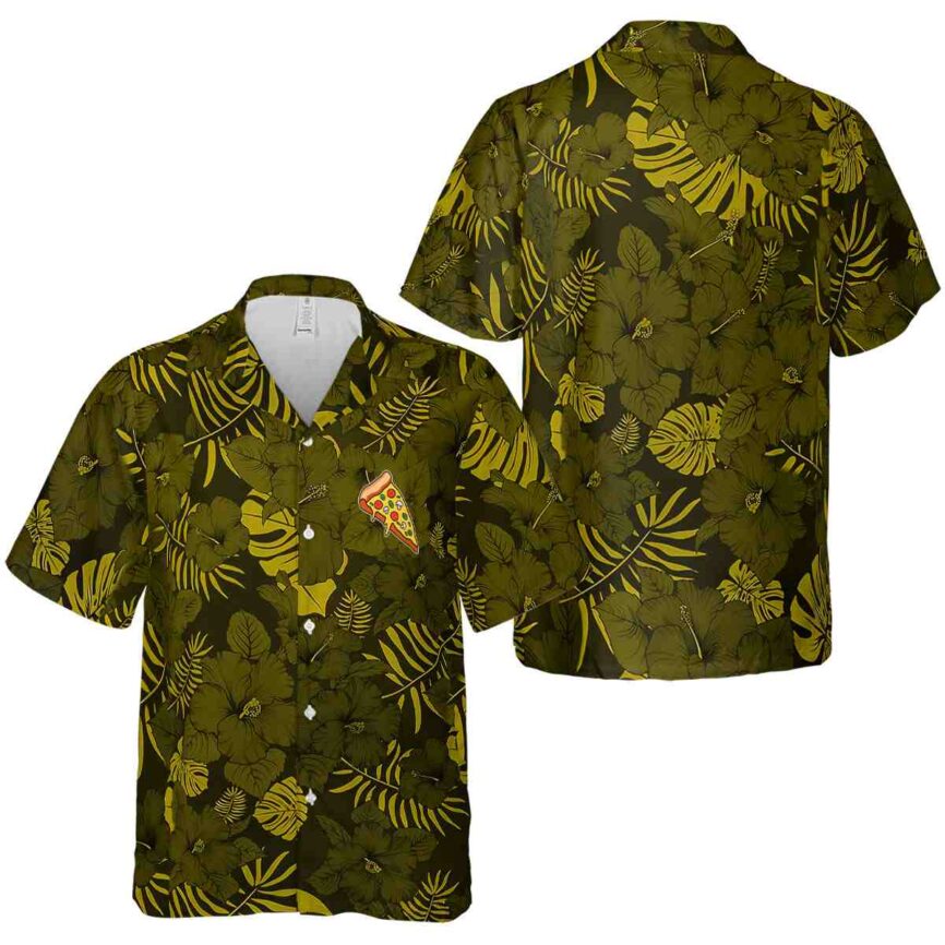 Pizza Monochrome Floral Hawaiian Shirt Premium grade
