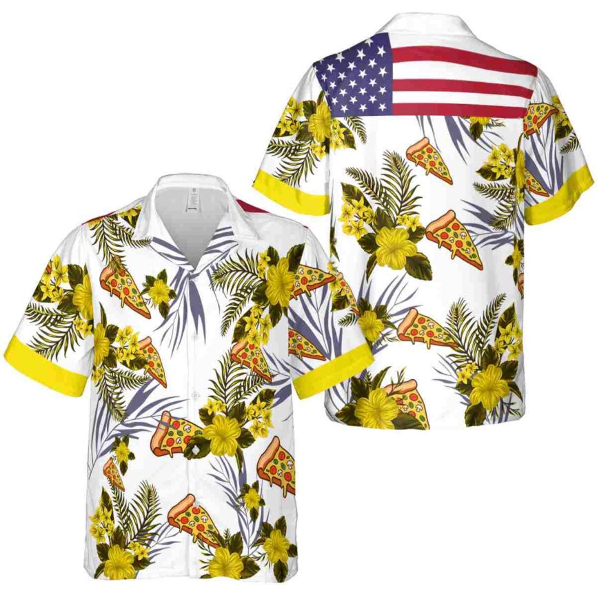 Pizza US Flag Floral Hawaiian Shirt Premium grade