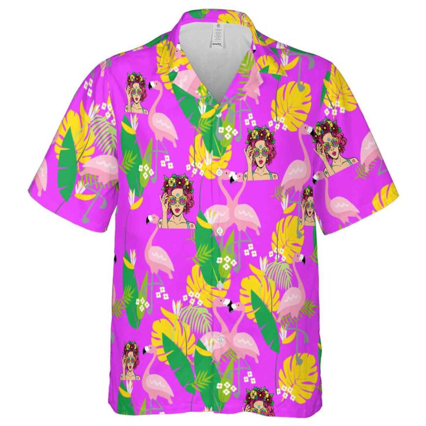 Pop Flamingo Leaf Hawaiian Shirt Fashion forward