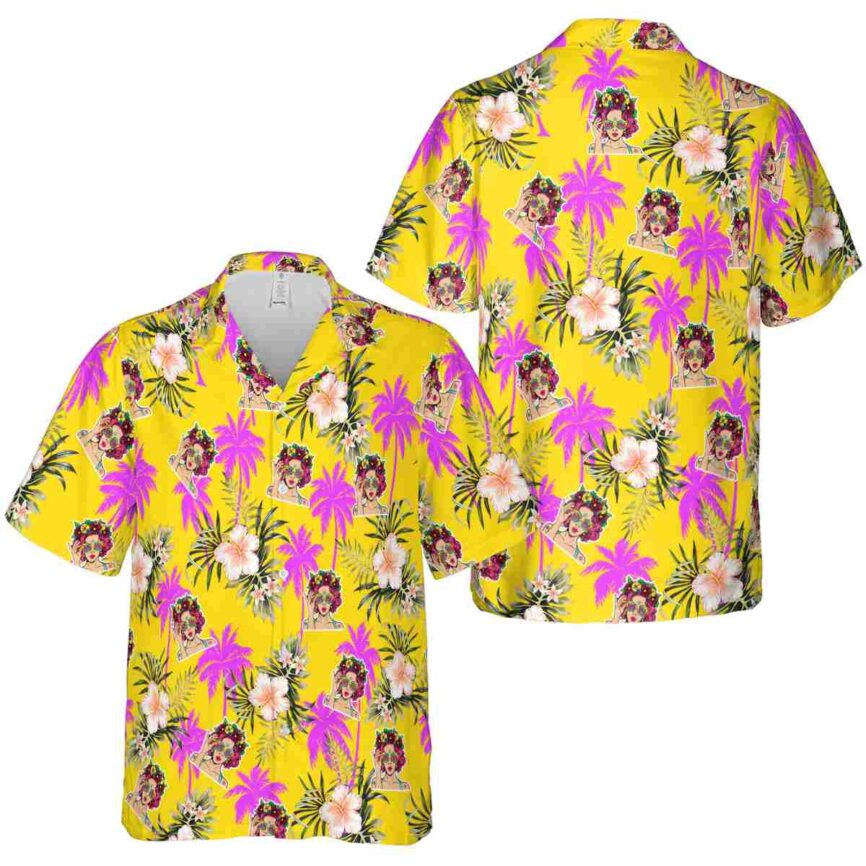 Pop Hibiscus Palm Hawaiian Shirt Premium grade