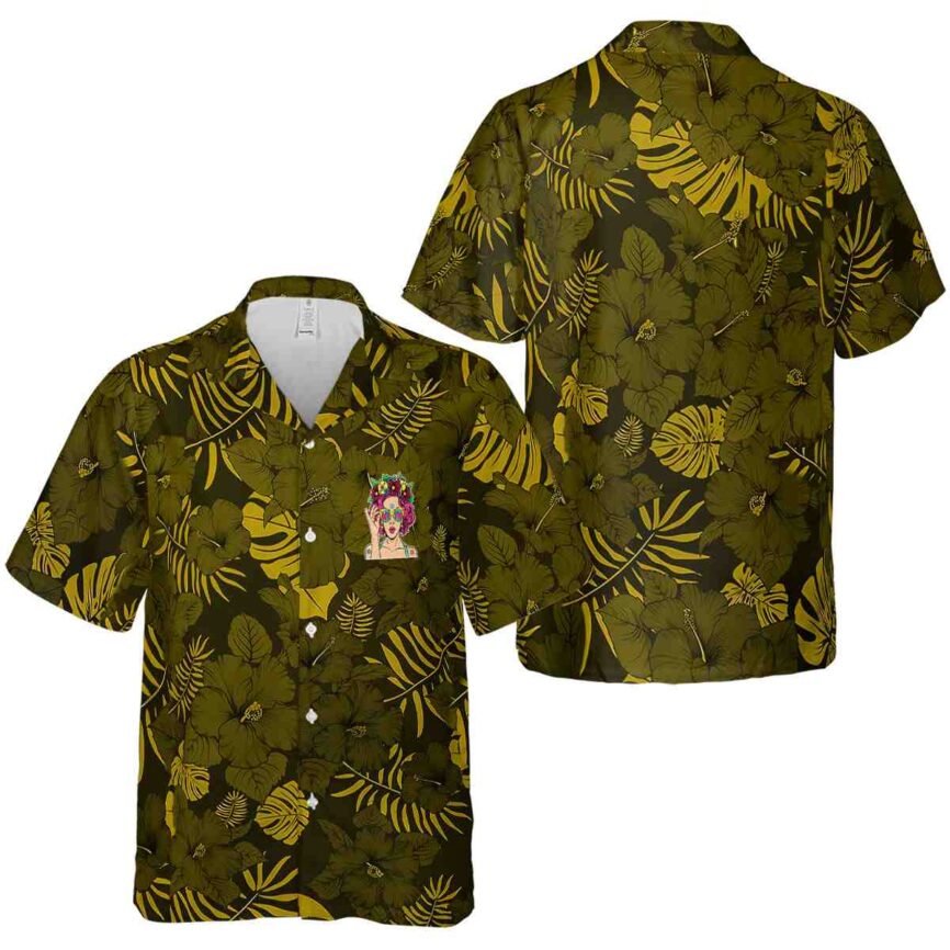 Pop Monochrome Floral Hawaiian Shirt Premium grade