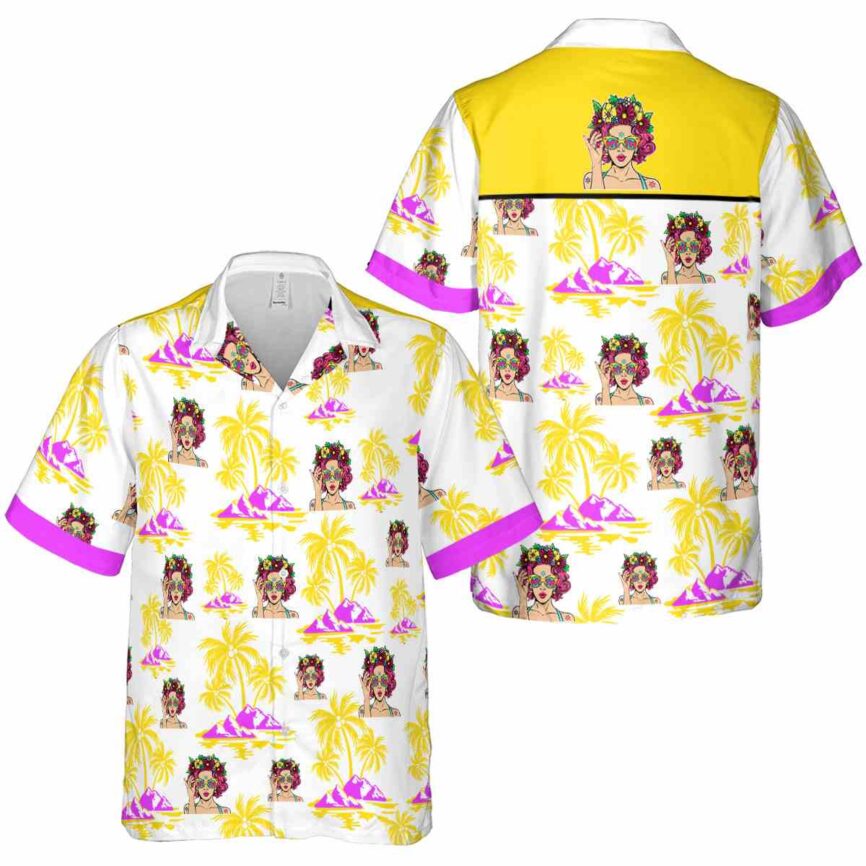 Pop Palm Island Graphic Hawaiian Shirt Premium grade