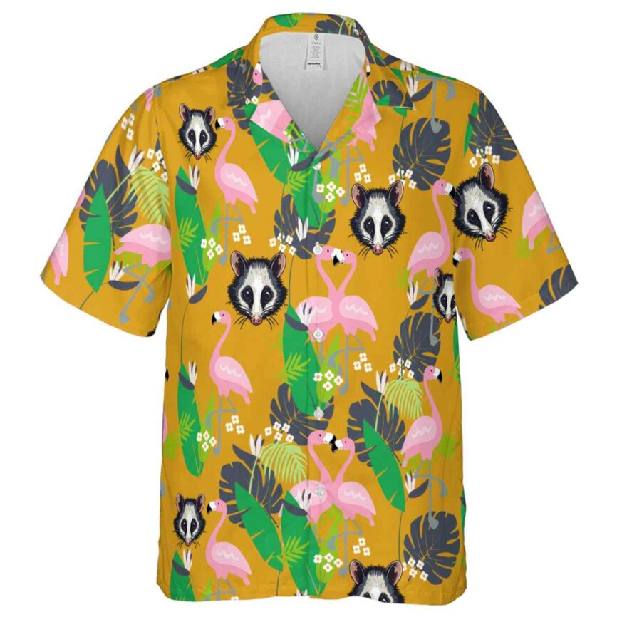 Possum Flamingo Leaf Hawaiian Shirt Fashion forward