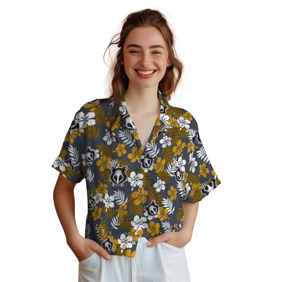 Possum Leafy Hibiscus Hawaiian Shirt Top rated Possum Leafy Hibiscus Hawaiian Shirt Top rated