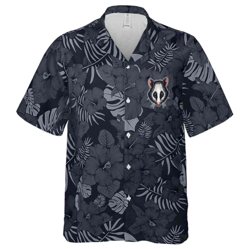 Possum Monochrome Floral Hawaiian Shirt Fashion forward