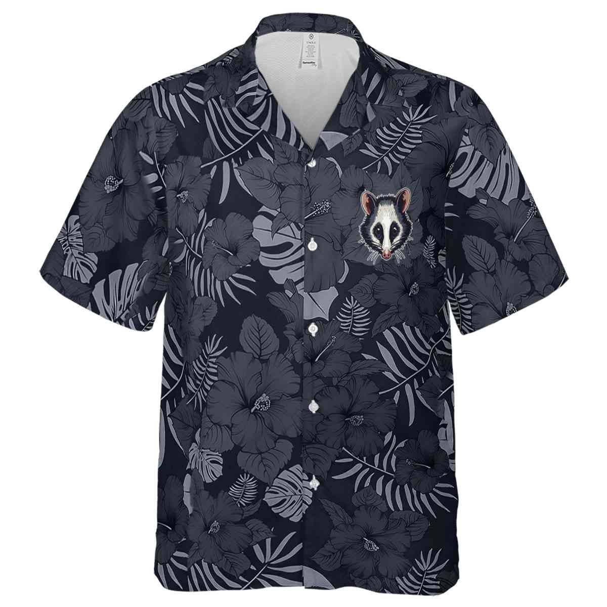 Possum Monochrome Floral Hawaiian Shirt Fashion forward Possum Monochrome Floral Hawaiian Shirt Fashion forward