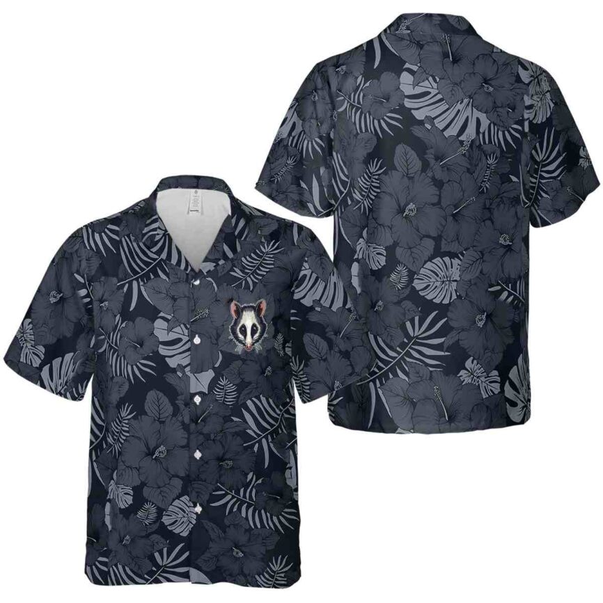 Possum Monochrome Floral Hawaiian Shirt Premium grade