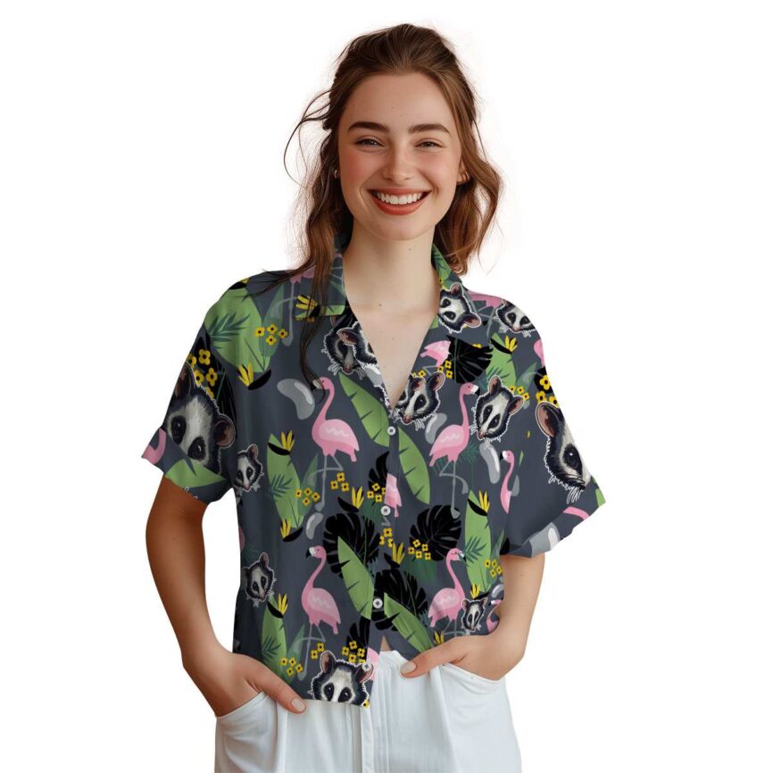 Possum Pink Flamingo Hawaiian Shirt Top rated