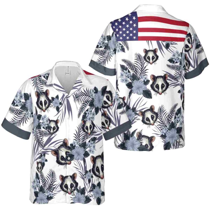 Possum US Flag Floral Hawaiian Shirt Premium grade