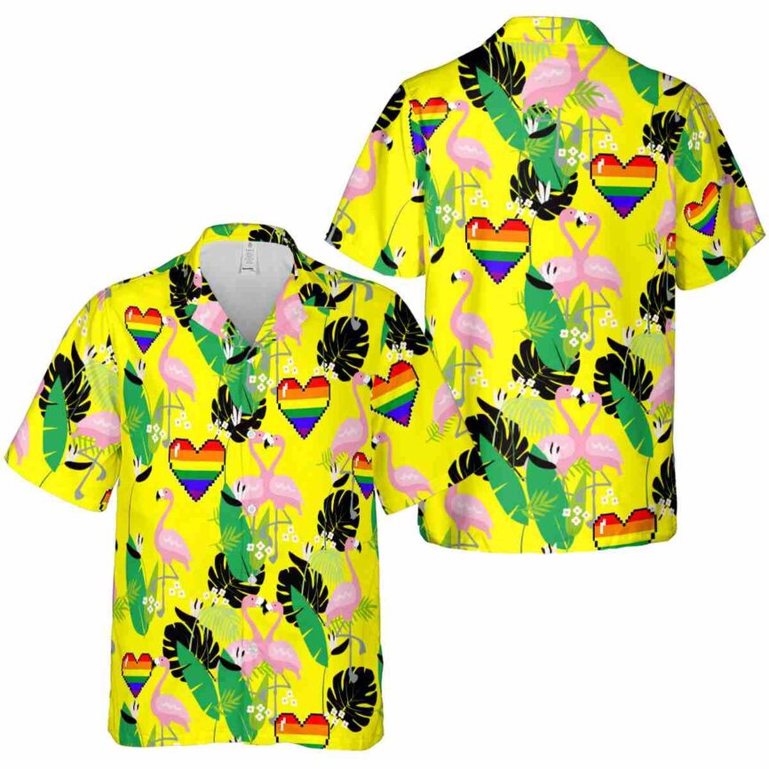Pride Flamingo Leaf Hawaiian Shirt Premium grade