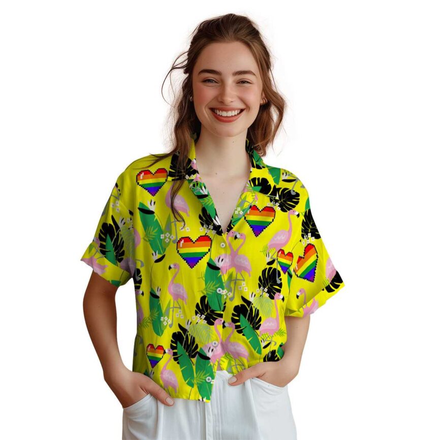 Pride Flamingo Leaf Hawaiian Shirt Top rated