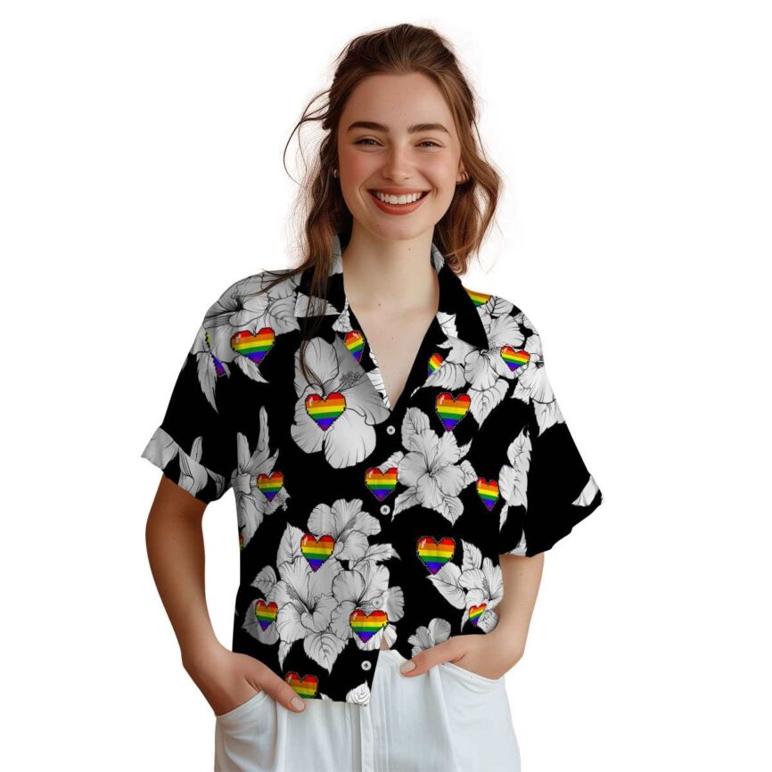 Pride Hibiscus Flower Hawaiian Shirt Top rated