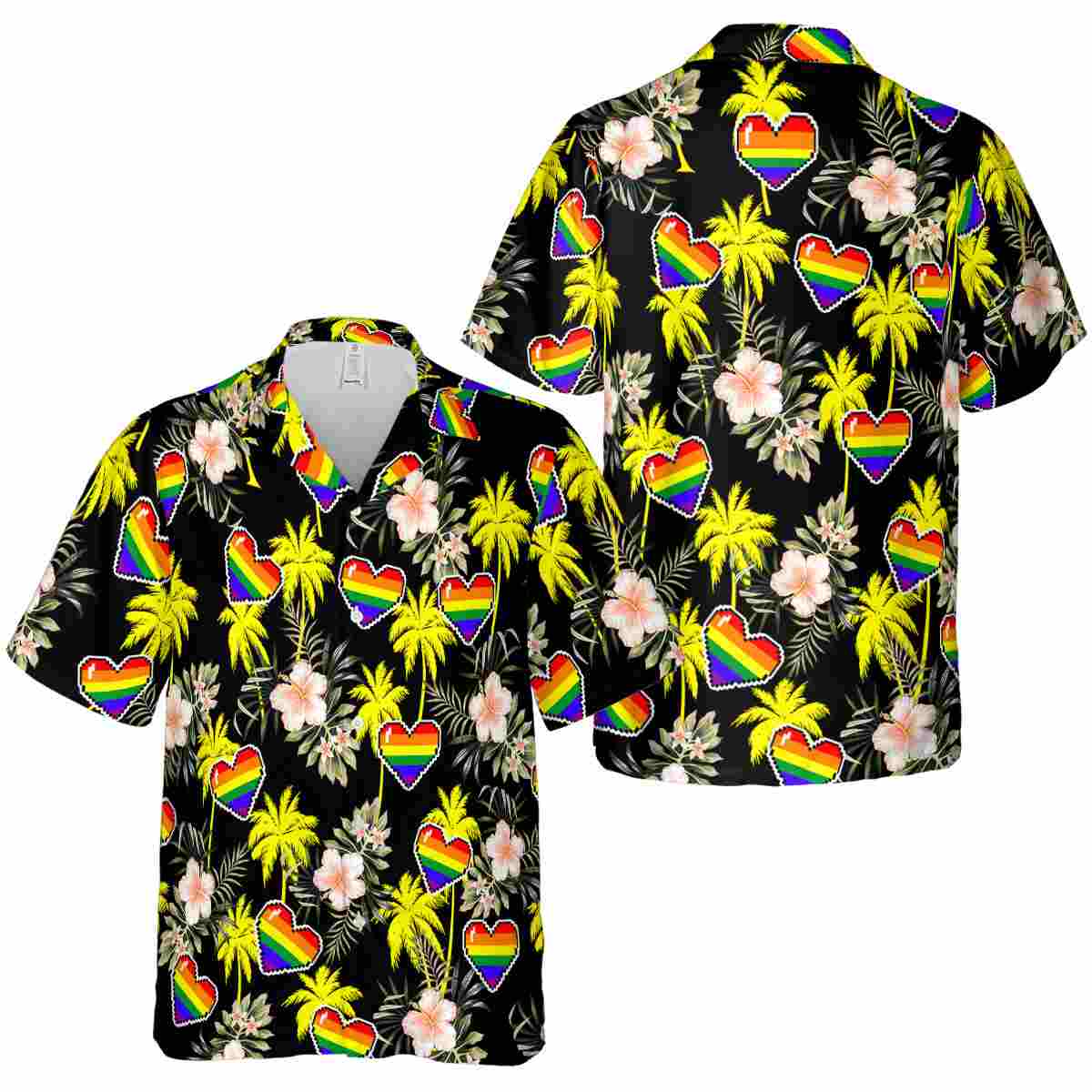 Pride Hibiscus Palm Hawaiian Shirt Premium grade Pride Hibiscus Palm Hawaiian Shirt Premium grade