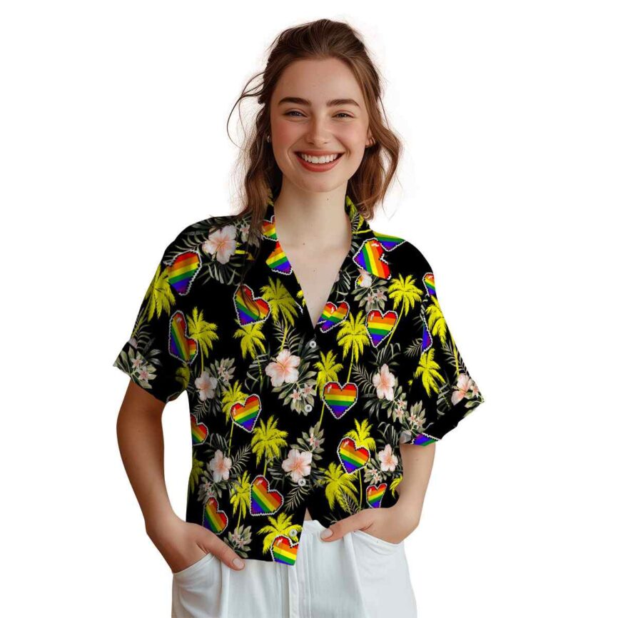 Pride Hibiscus Palm Hawaiian Shirt Top rated